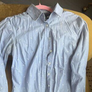 Tommy Hilfinger Women's Women's Fitted Anchor Button Down Coastal Nautical